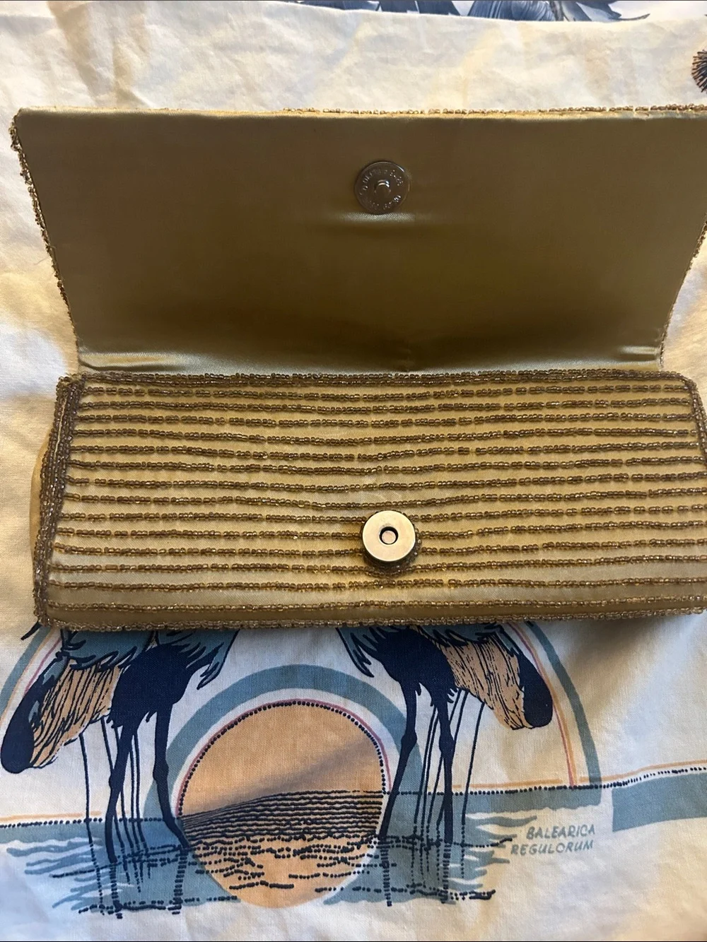 Beaded Bijoux Terner Gold Evening Clutch with Amber Accents